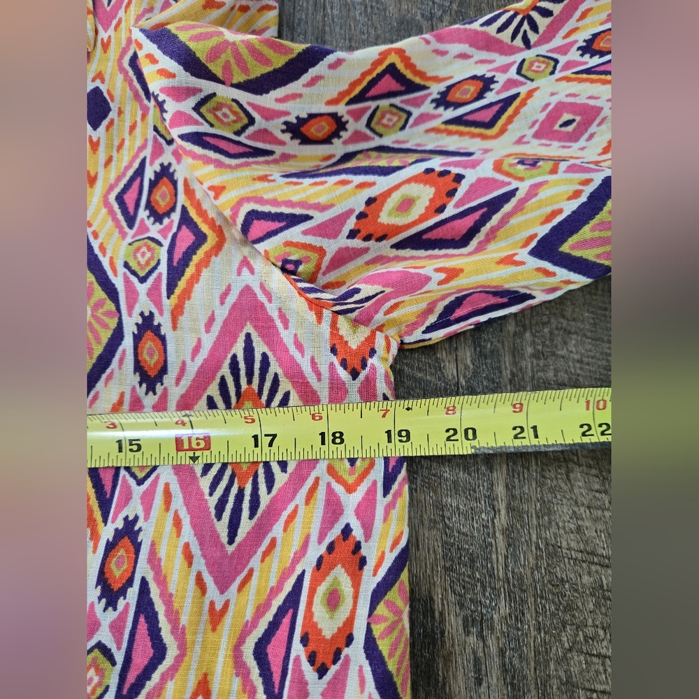 Chico's Ikat Button Back Linen Top, Size 0 (Small) - Picture 9 of 10